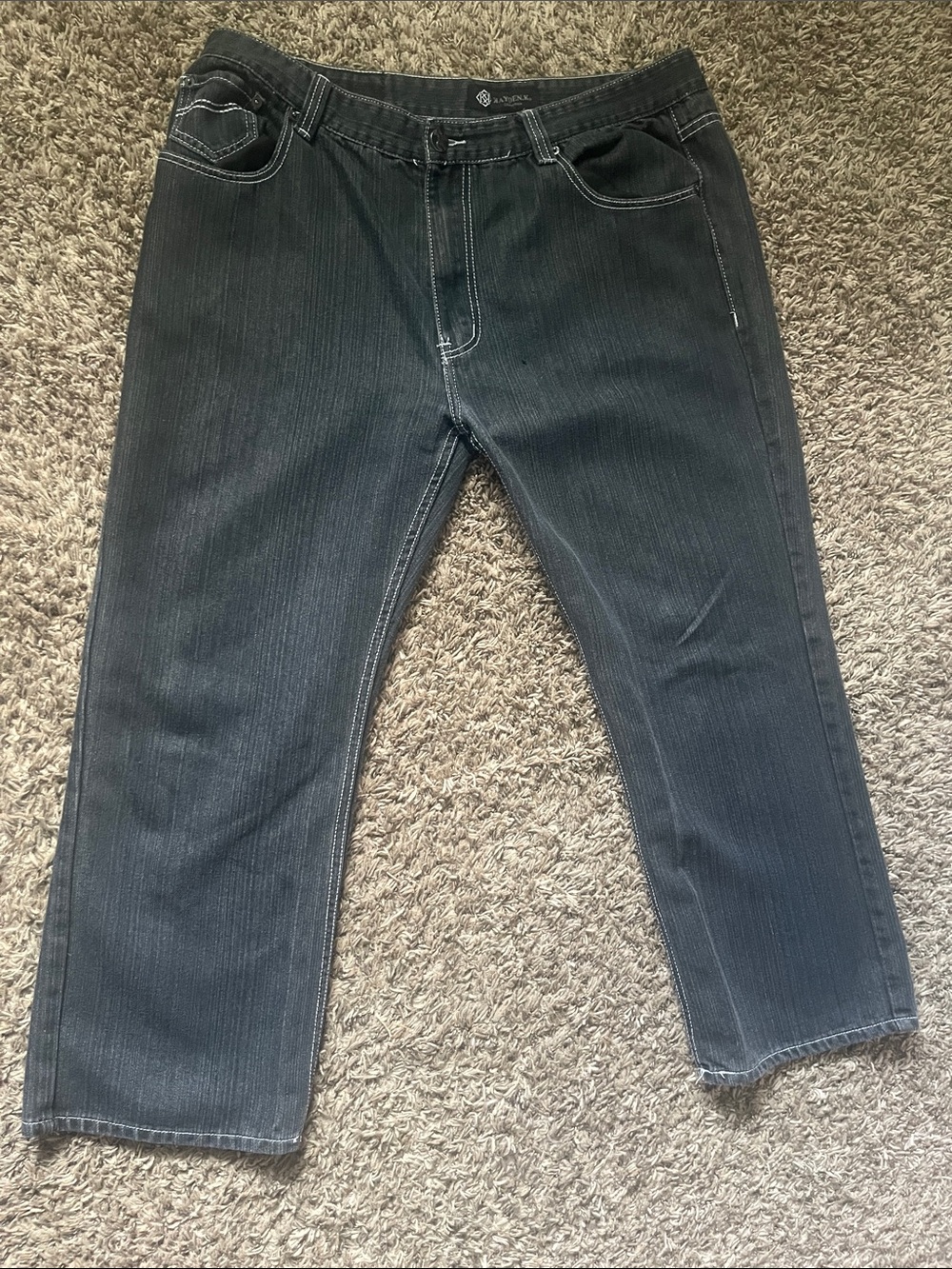 Relaxed Black Men’s Jeans with Contrast Stitching - Unknown Brand